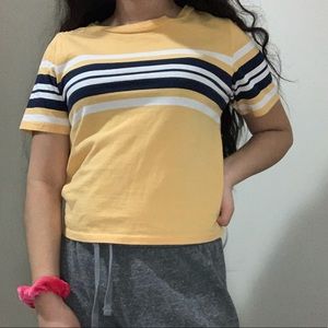 Yellow, white, blue crop top from PacSun; size xs